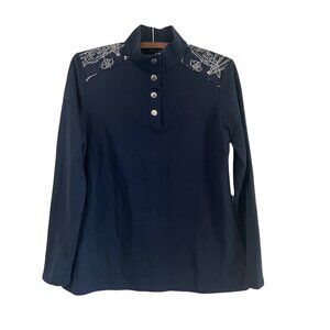 Brooks Brothers Boys Youth Navy Boats Graphic Snap Long Sleeve Shirt Size Medium